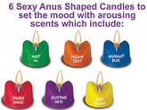 Rainbow Burning Love 6 Sexy Anus Shaped Candles Party Gifts and Novelties